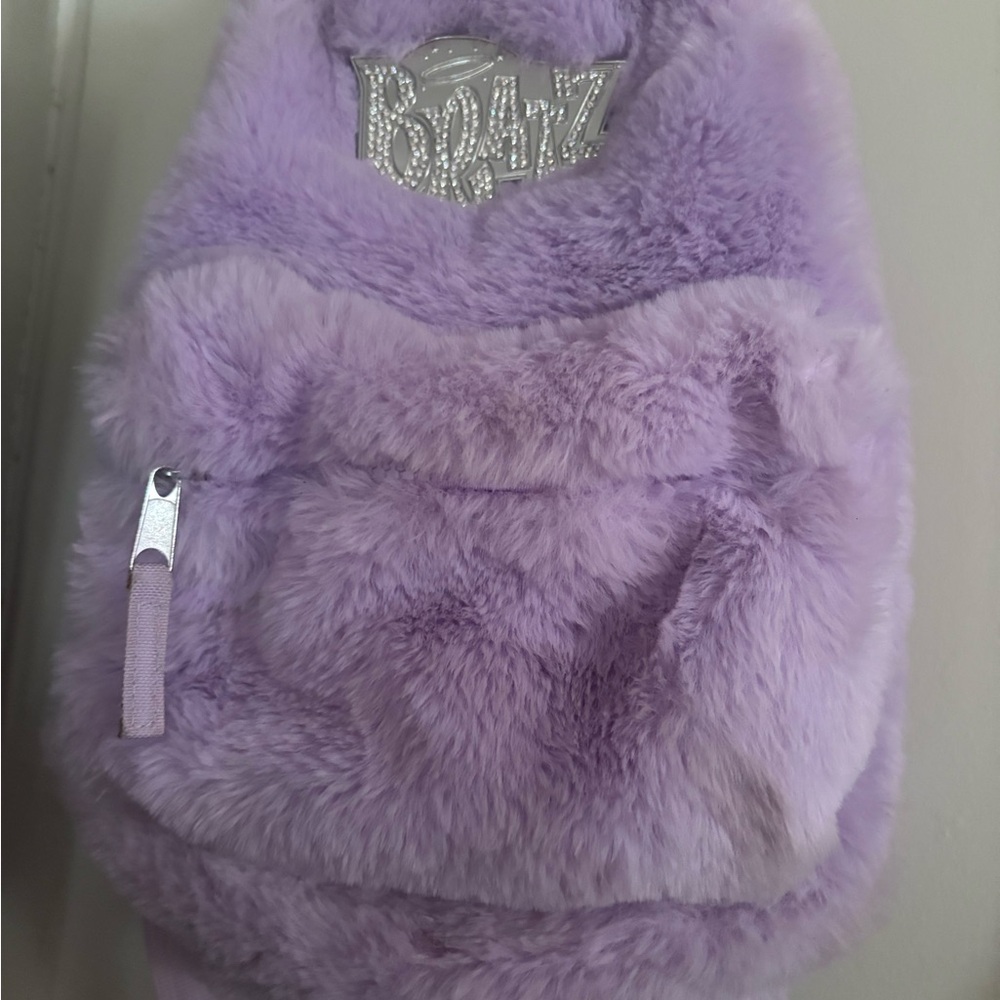Purple Fuzzy Backpack with Silver Accents
